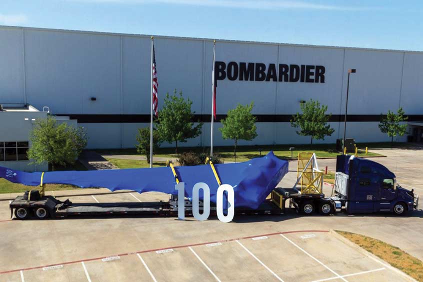 Bombardier has completed the 100th wing for its Global 7500 business jet.