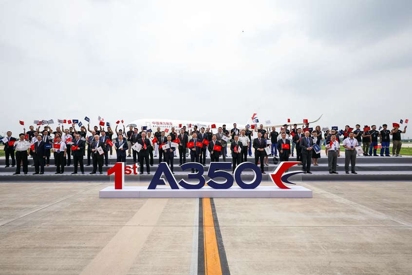 The first A350 delivered from China.