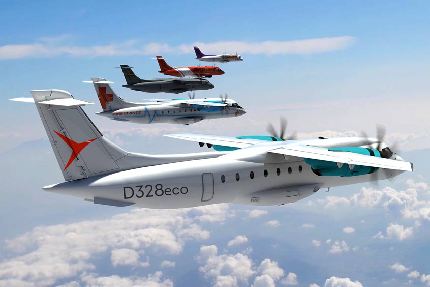 D328eco aircraft in flight formation. (Photo: Deutsche Aircraft)