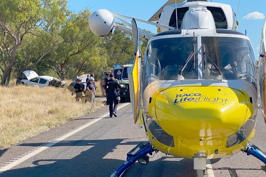 The Mount Isa crew attend a crash scene.