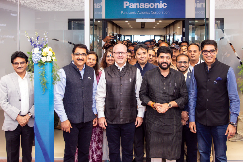 Opening Panasonic Avionics' new software design and development facility in Pune, India are (in the foreground - left to right): Mr Satyen Yadav, Chief Technology Officer, Panasonic Avionics, Ken Sain, Chief Executive Officer, Panasonic Avionics, the Honorable Minister of State for Civil Aviation & Cooperation, Shri Murlidhar Mohol, and Manish Sharma, Chairman of Panasonic Life Solutions India and South Asia.