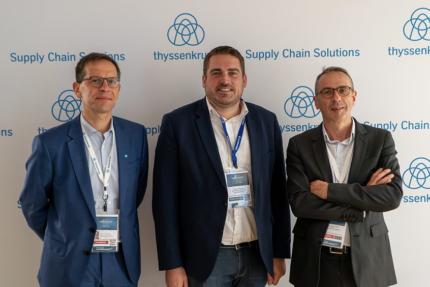 L-R: François Pillavoine (Key Account & Sales Director at thyssenkrupp Aerospace France), Pascal Farella (CEO at Mecachrome), Emmanuel Soubigou (CEO at thyssenkrupp Aerospace France).