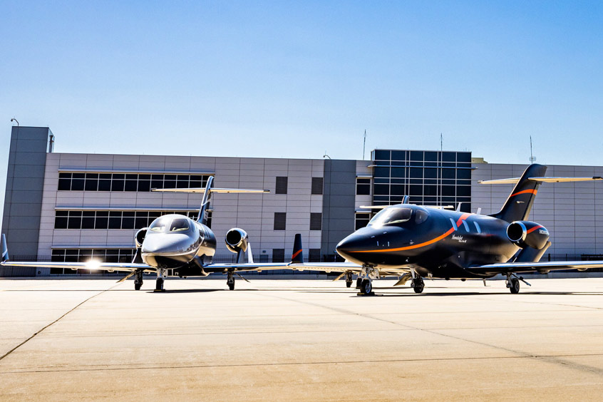 HondaJet Elite II aircraft outside Honda Aircraft Company's headquarters in Greensboro, North Carolina.
