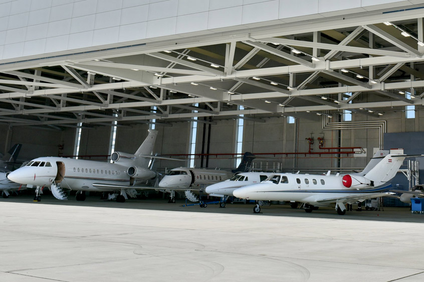 The Jet Aviation hangar at Vienna has hosted a wide array of aircraft.