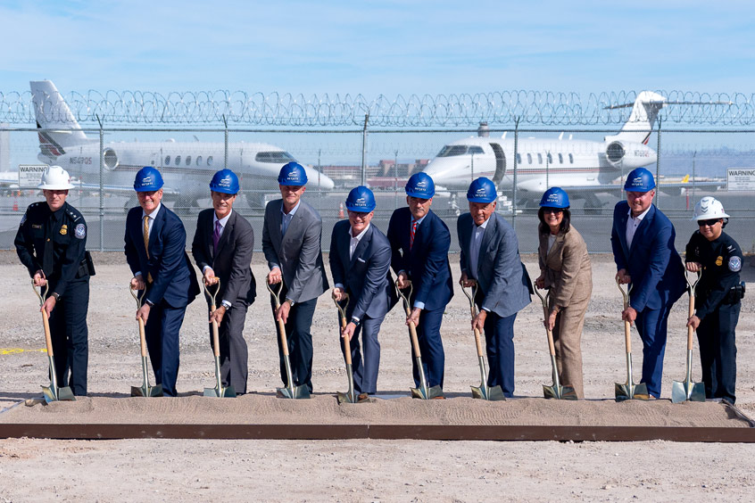 NetJets and Signature break ground on an exclusive-use facility in Las Vegas.