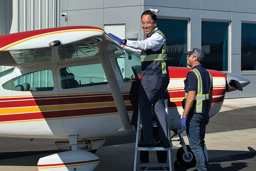 Hands to the pump for city mayor Todd Gloria.