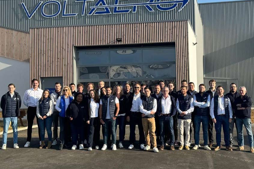 The VoltAero team at the Rochefort airport final assembly facility.