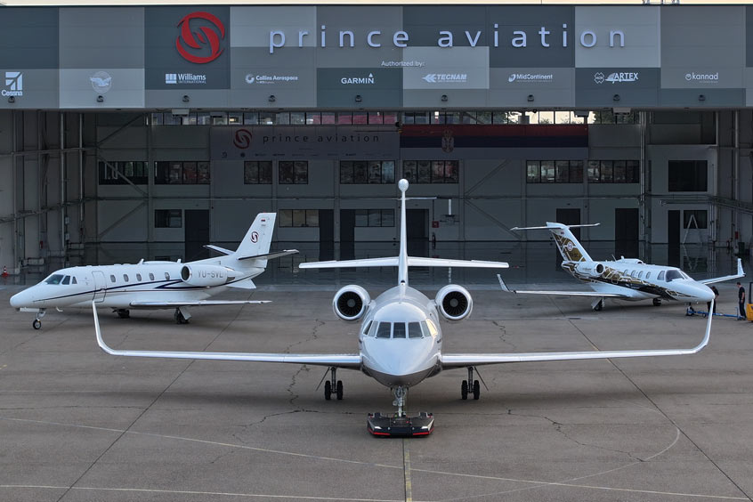 With maintenance space for up to nine aircraft complementing three lines in the existing hangar, the company is now equipped to service a diverse fleet, including large-cabin business jets like the Dassault Falcon 2000LXS.