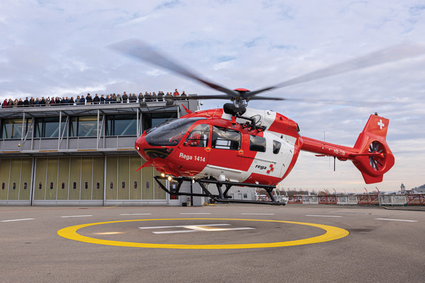 The new Rega helicopter is the first of 21 new rescue helicopters of the type Airbus H145 D3.