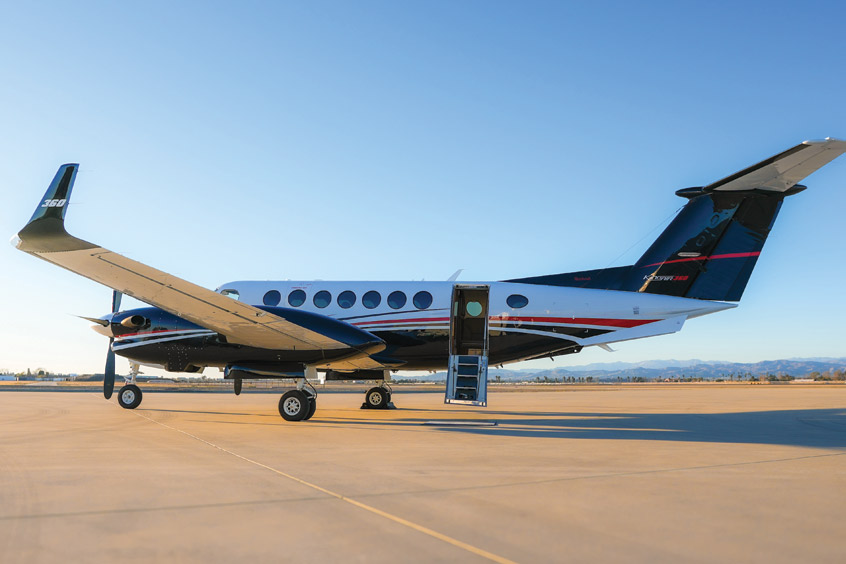 The King Air 360ER has a range of 1,800 nm.