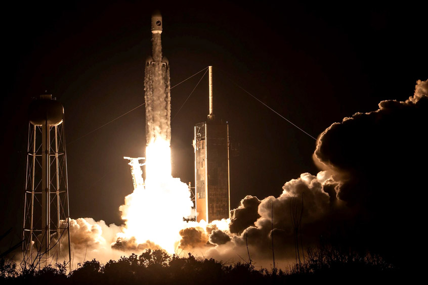 The Boeing-built X-37B launches from Kennedy Space Center on December 28, 2023, aboard a SpaceX Falcon Heavy. 